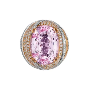 KUNZITE & DIAMOND STATEMENT RING