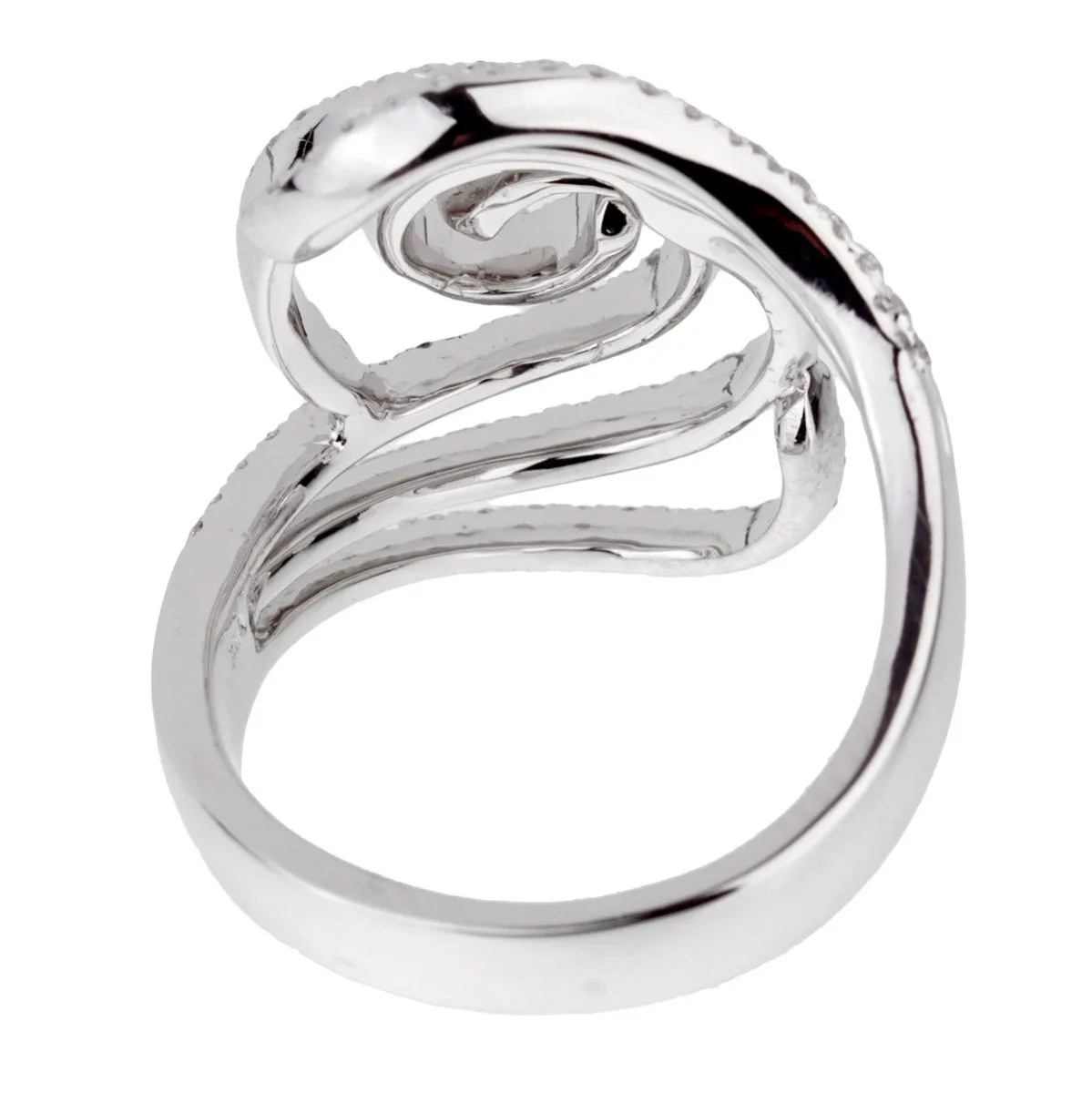 Ladies White Gold Diamond Swirl Cocktail Ring Sz 6 1/4