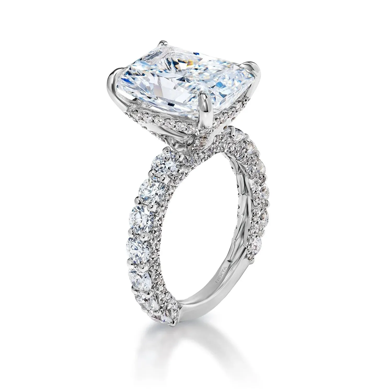 Laine 10 Carat F VS2 Radiant Cut Lab Grown Diamond Engagement Ring in Platinum