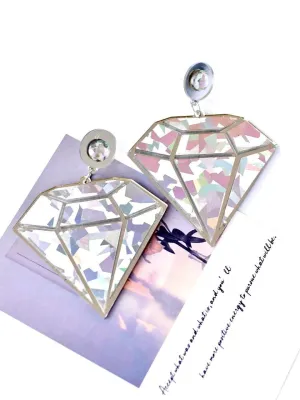 Large Diamonds Shining Creative Earrings