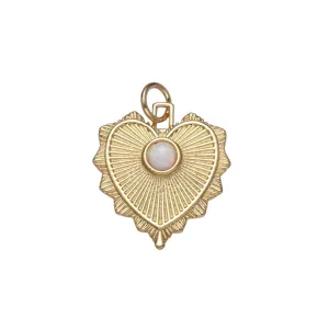 Large Opal Heart Charm