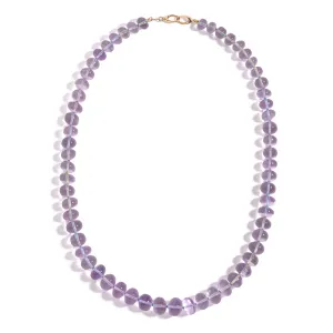 Lavender amethyst beaded necklace, cool rainbow silk®