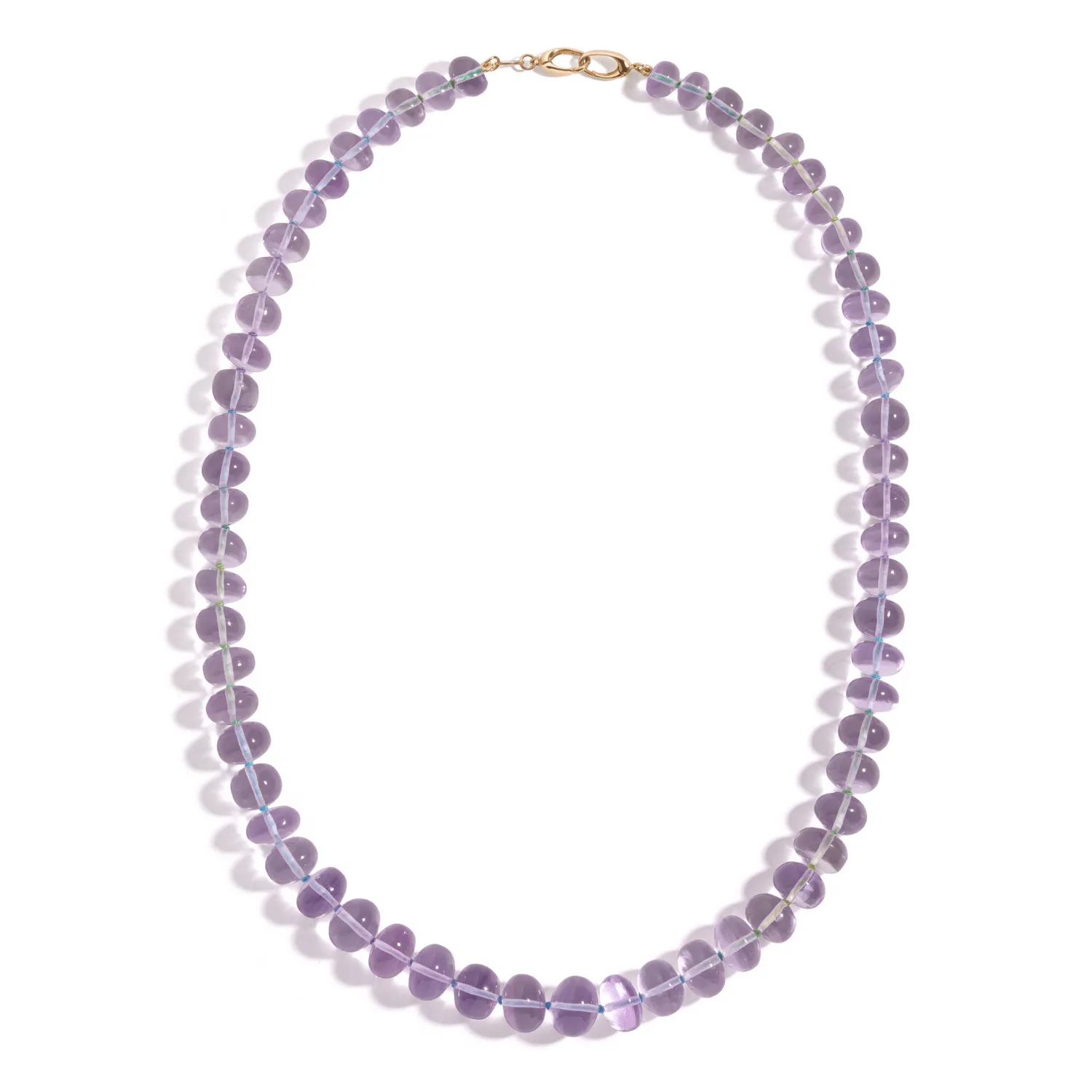 Lavender amethyst beaded necklace, cool rainbow silk®