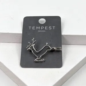 Leaping open stag brooch