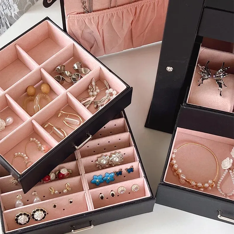 Leather 5-Layer Drawer Jewelry Storage Box - Large Capacity Organizer for Necklaces, Bracelets, Pendants
