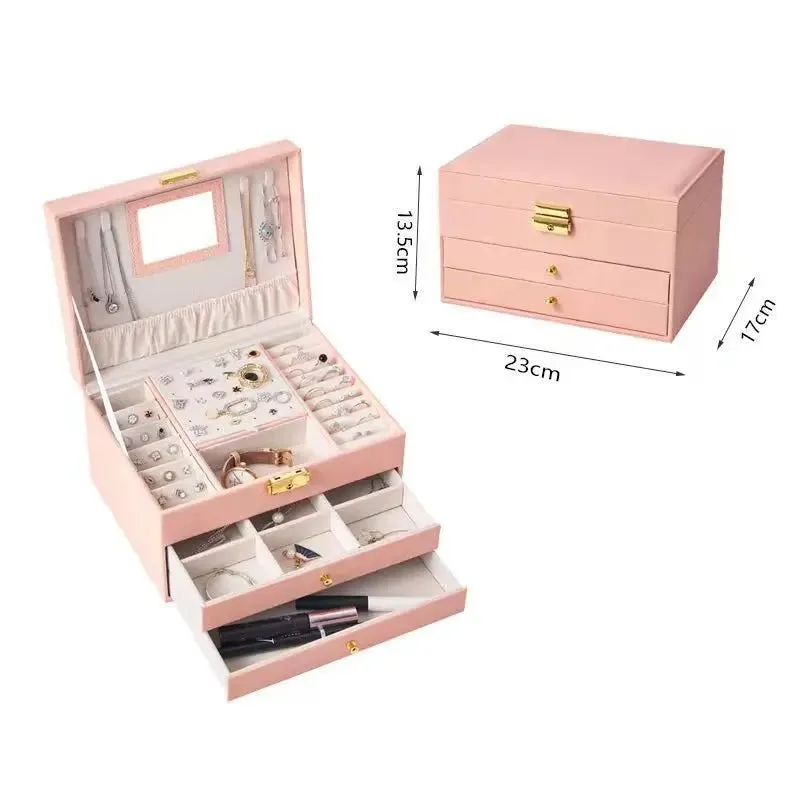 Leather 5-Layer Drawer Jewelry Storage Box - Large Capacity Organizer for Necklaces, Bracelets, Pendants