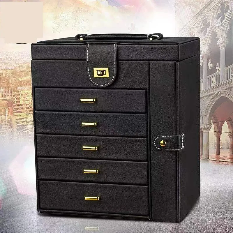 Leather 5-Layer Drawer Jewelry Storage Box - Large Capacity Organizer for Necklaces, Bracelets, Pendants