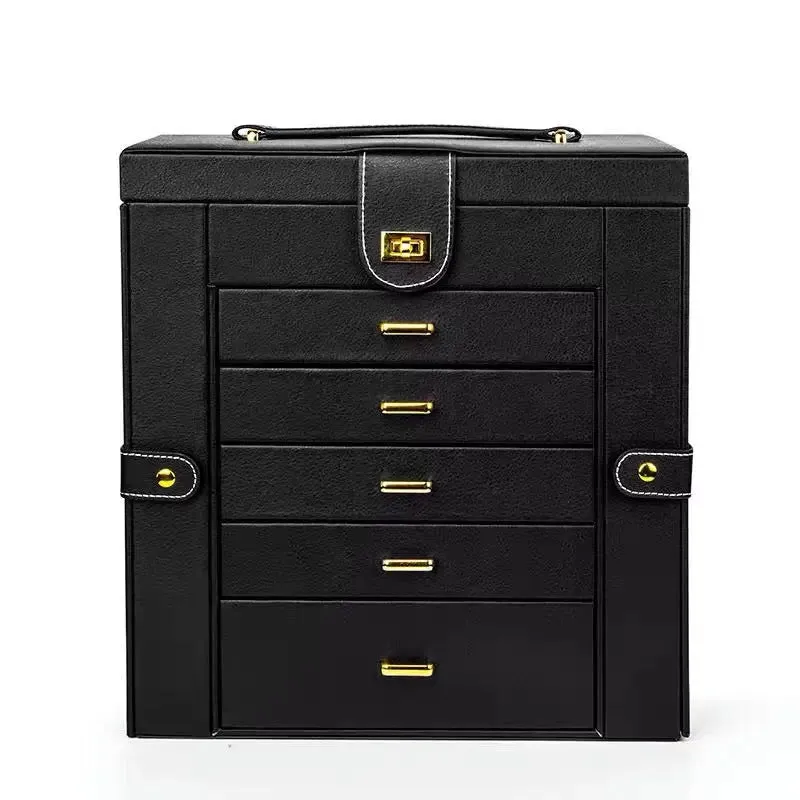 Leather 5-Layer Drawer Jewelry Storage Box - Large Capacity Organizer for Necklaces, Bracelets, Pendants