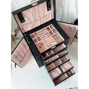 Leather 5-Layer Drawer Jewelry Storage Box - Large Capacity Organizer for Necklaces, Bracelets, Pendants