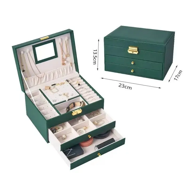 Leather 5-Layer Drawer Jewelry Storage Box - Large Capacity Organizer for Necklaces, Bracelets, Pendants