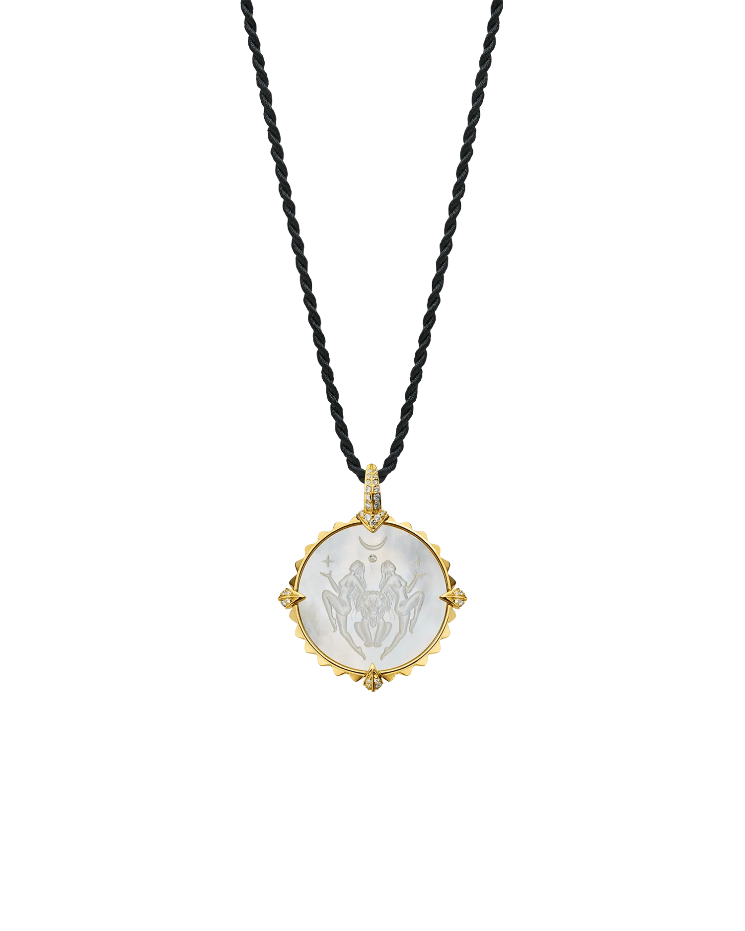 Leo Coin Charm | Mother of Pearl, Diamonds, and Yellow Gold