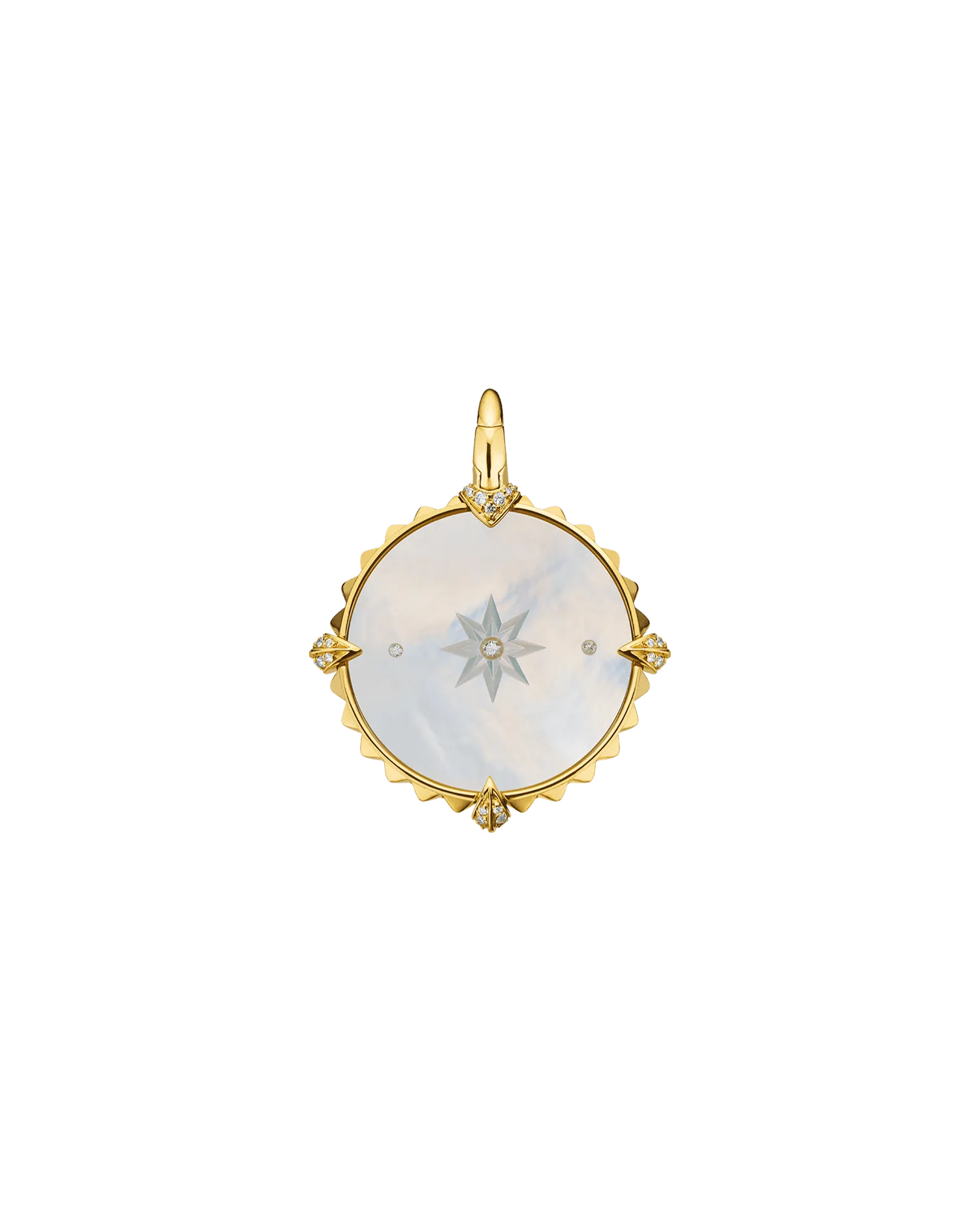 Leo Coin Charm | Mother of Pearl, Diamonds, and Yellow Gold
