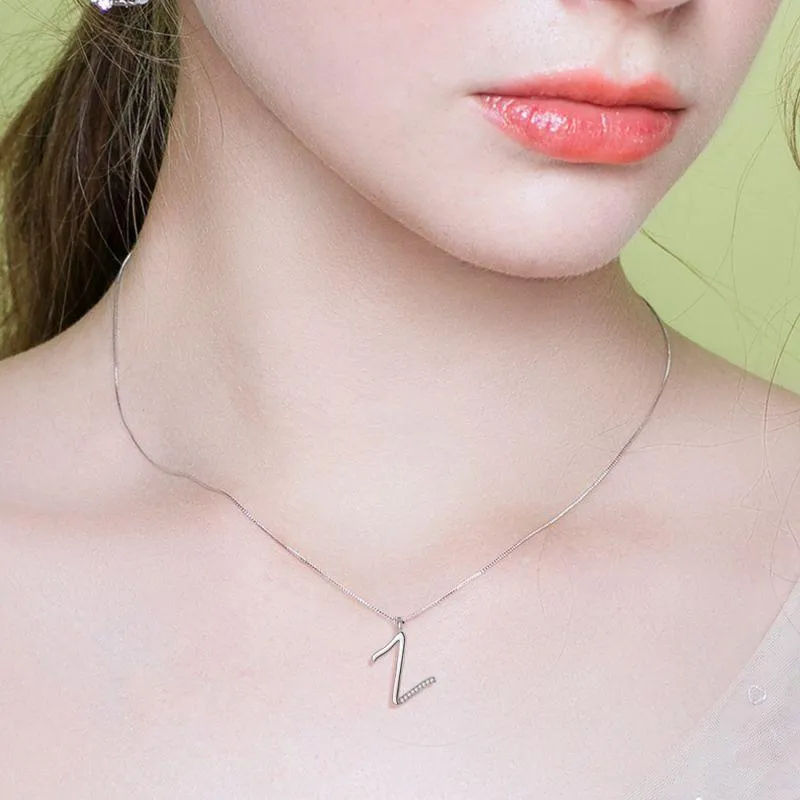 Letter Initial Z Necklaces Pendant Women Girls Name Jewelry Gift 925 Sterling Silver