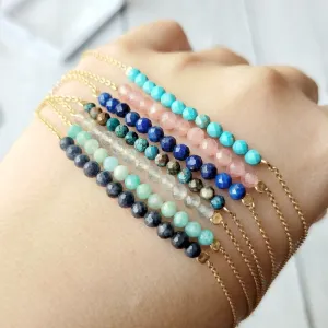 Lii Ji Multi Natural Stone Bracelets 925 Silver Elegant Chain Link Bracelet  Delicate Jewelry for Women Girl friend Gift