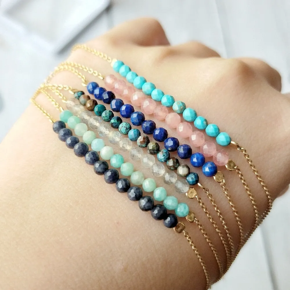 Lii Ji Multi Natural Stone Bracelets 925 Silver Elegant Chain Link Bracelet  Delicate Jewelry for Women Girl friend Gift