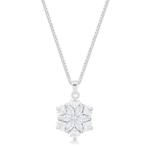 LOVCIA 2.04Ct Marquise Snowflake CZ Rhodium Pendant Necklace