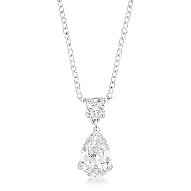 LOVCIA Elegant Pear-Cut Cubic Zirconia Chandelier Necklace