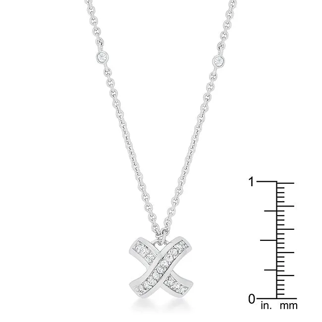 LOVCIA Elegant Radiance Pave X Pendant Necklace