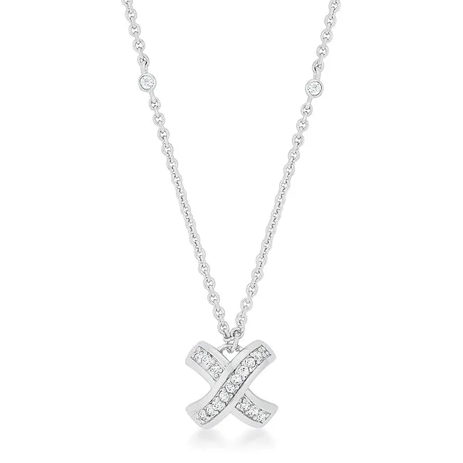 LOVCIA Elegant Radiance Pave X Pendant Necklace