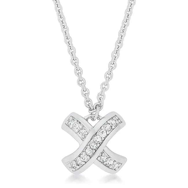 LOVCIA Elegant Radiance Pave X Pendant Necklace