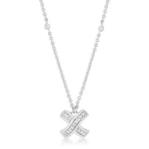 LOVCIA Elegant Radiance Pave X Pendant Necklace