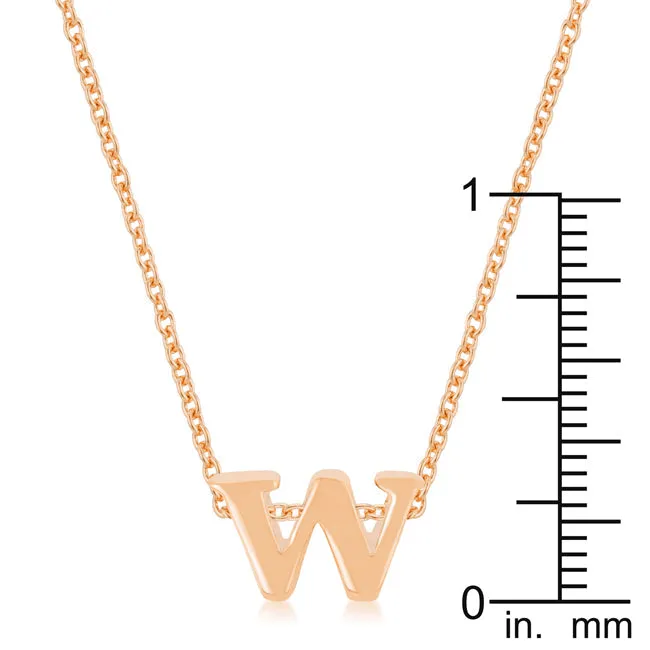 LOVCIA Elegant Rose Gold-Tone Initial W Necklace