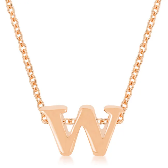 LOVCIA Elegant Rose Gold-Tone Initial W Necklace