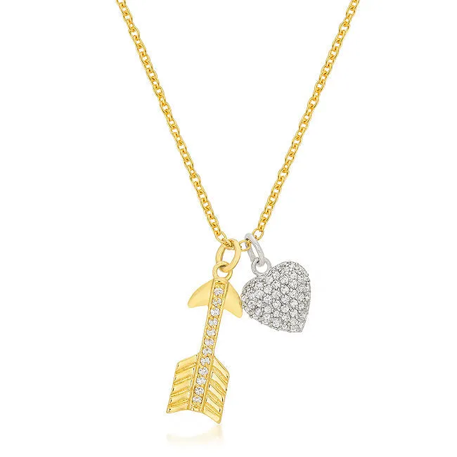 LOVCIA Glistening Heart and Arrow Charm Necklace
