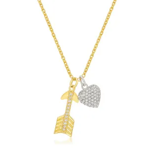 LOVCIA Glistening Heart and Arrow Charm Necklace