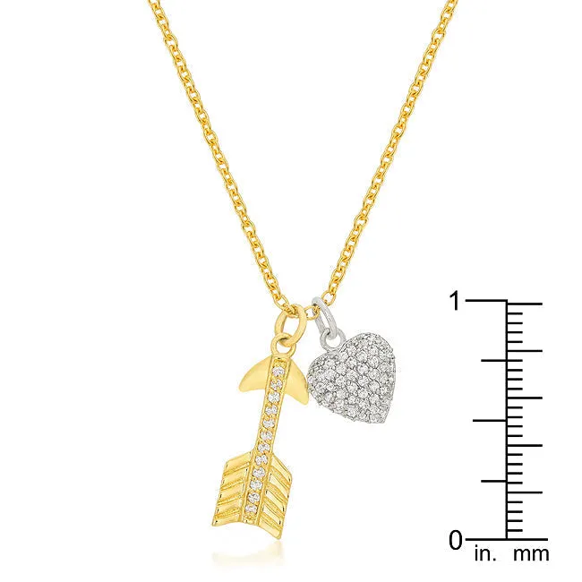 LOVCIA Glistening Heart and Arrow Charm Necklace