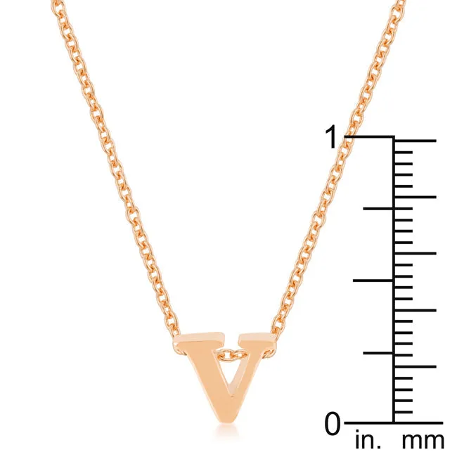 LOVCIA Personalized Rose Gold Initial V Letter Pendant Necklace