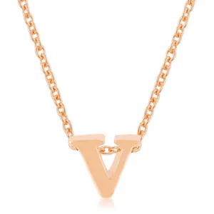 LOVCIA Personalized Rose Gold Initial V Letter Pendant Necklace