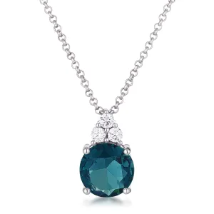 LOVCIA Rhodium Plated Pendant with Blue Green CZ and White Accents