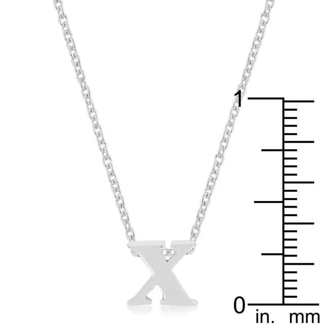 LOVCIA Rhodium Shiny Initial X Necklace in Silver Tone