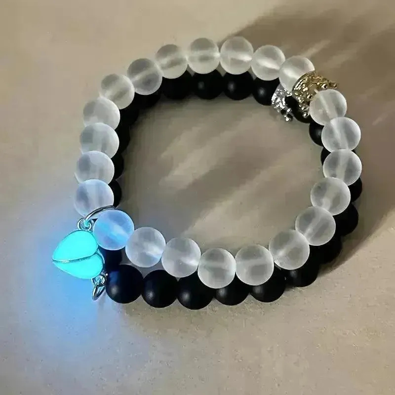 Luminous Glow in the Dark Couple Heart Bracelet