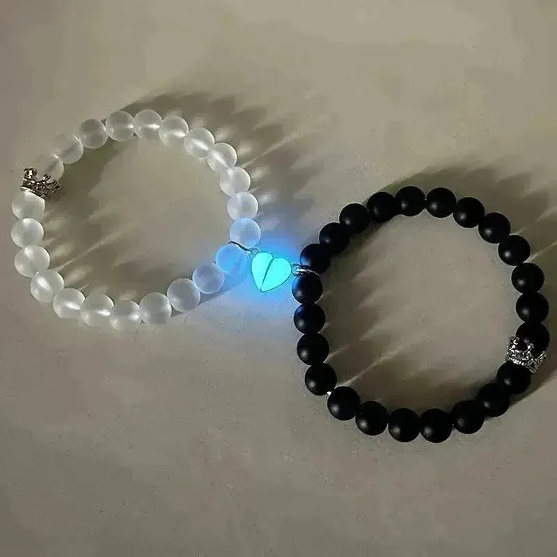 Luminous Glow in the Dark Couple Heart Bracelet