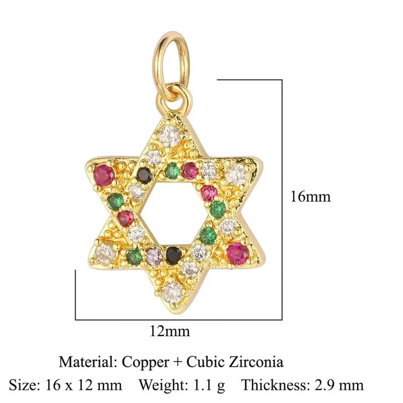 Luxurious Star Moon Heart Shape Copper Plating Inlay Zircon 18k Gold Plated Charms Jewelry Accessories