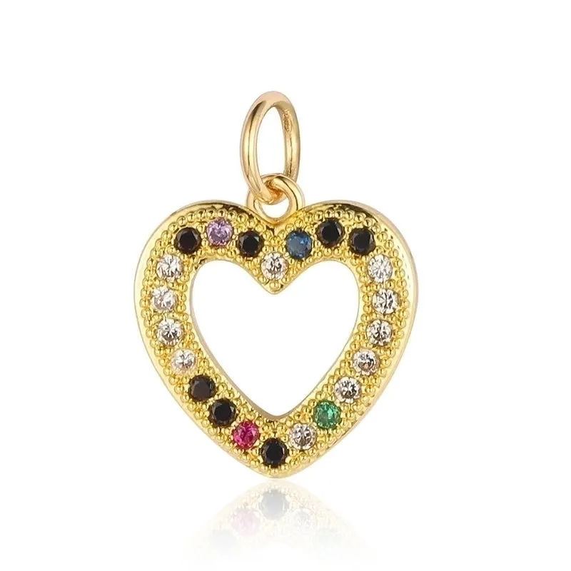 Luxurious Star Moon Heart Shape Copper Plating Inlay Zircon 18k Gold Plated Charms Jewelry Accessories