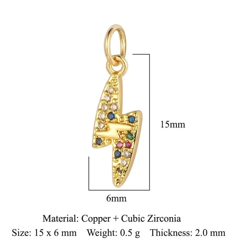 Luxurious Star Moon Heart Shape Copper Plating Inlay Zircon 18k Gold Plated Charms Jewelry Accessories
