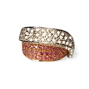 Magnificent Estate 18K White Gold Pink Sapphire Pave Diamond Swirl Band Ring