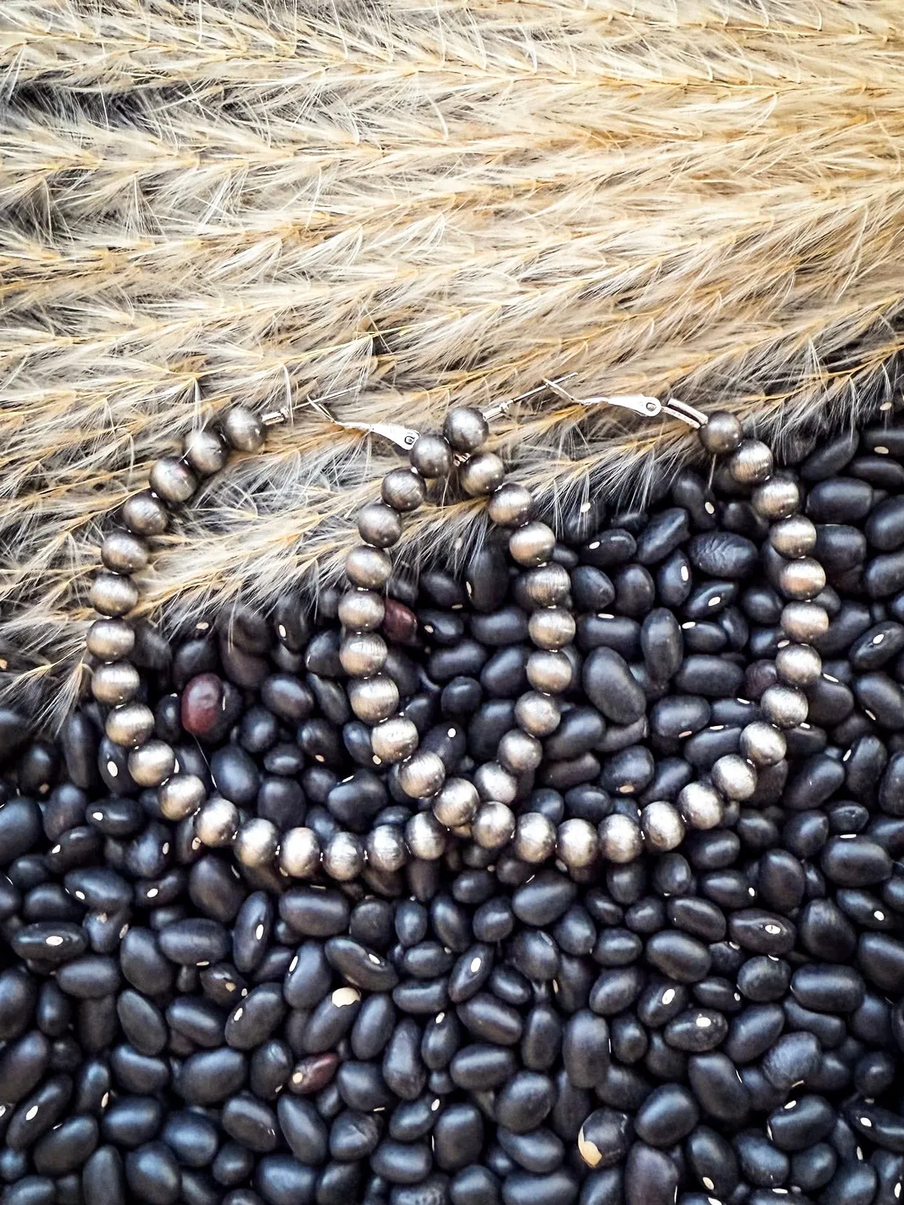 Marcy Navajo Style Pearl Hoop Earrings