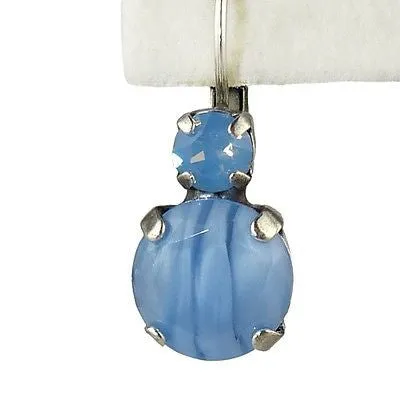 Mariana Handmade Swarovski Crystal Large Round Earrings 1037 1343 Blue Opal Swirl