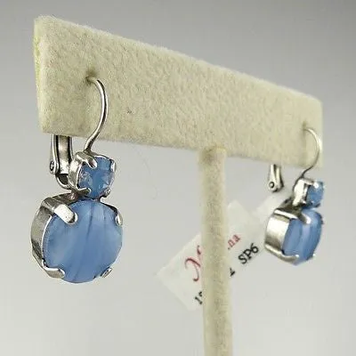 Mariana Handmade Swarovski Crystal Large Round Earrings 1037 1343 Blue Opal Swirl