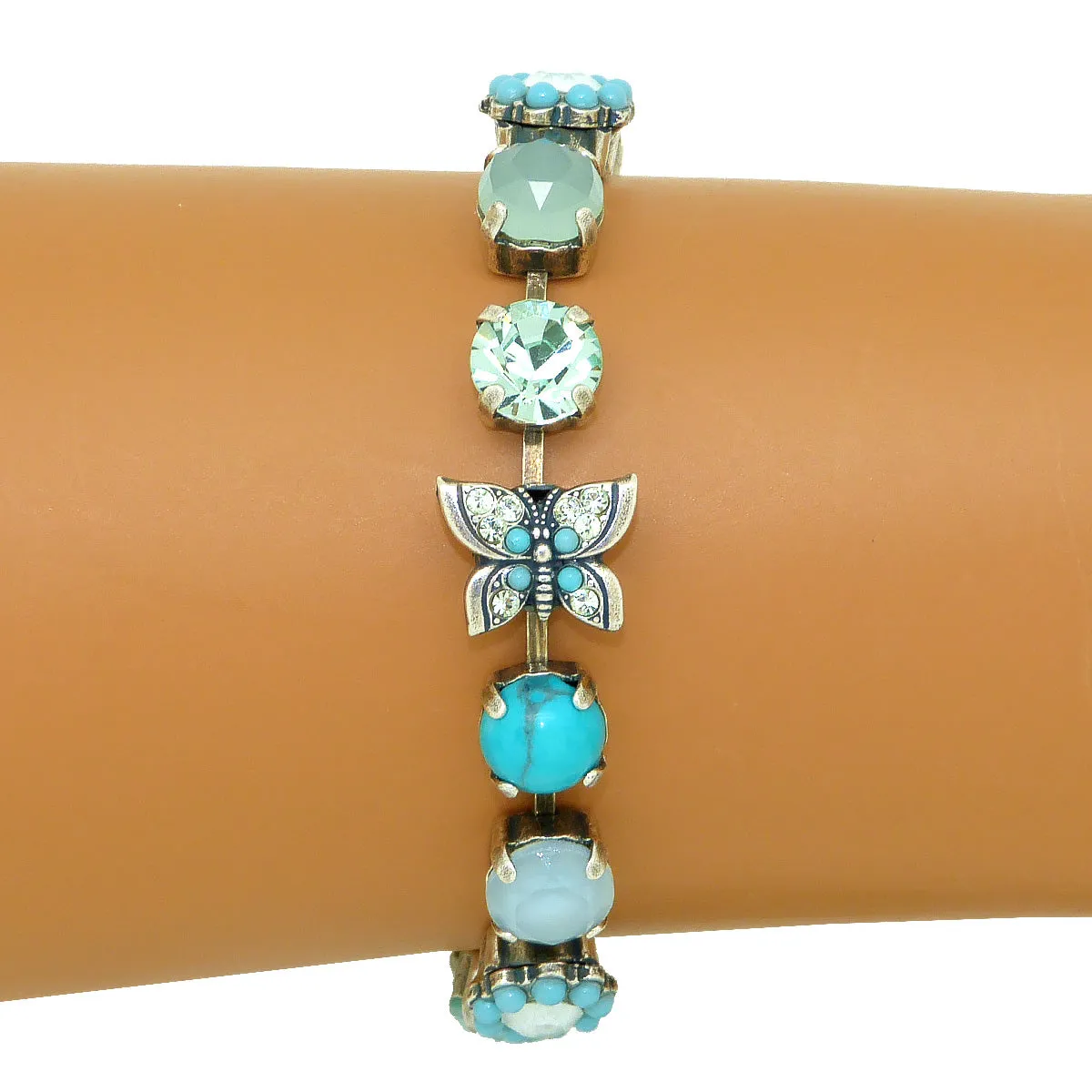 Mariana Handmade Swarovski Silver Bracelet 4063 M1087 Butterfly Flower Turquoise