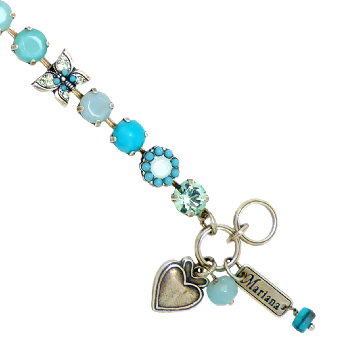 Mariana Handmade Swarovski Silver Bracelet 4063 M1087 Butterfly Flower Turquoise