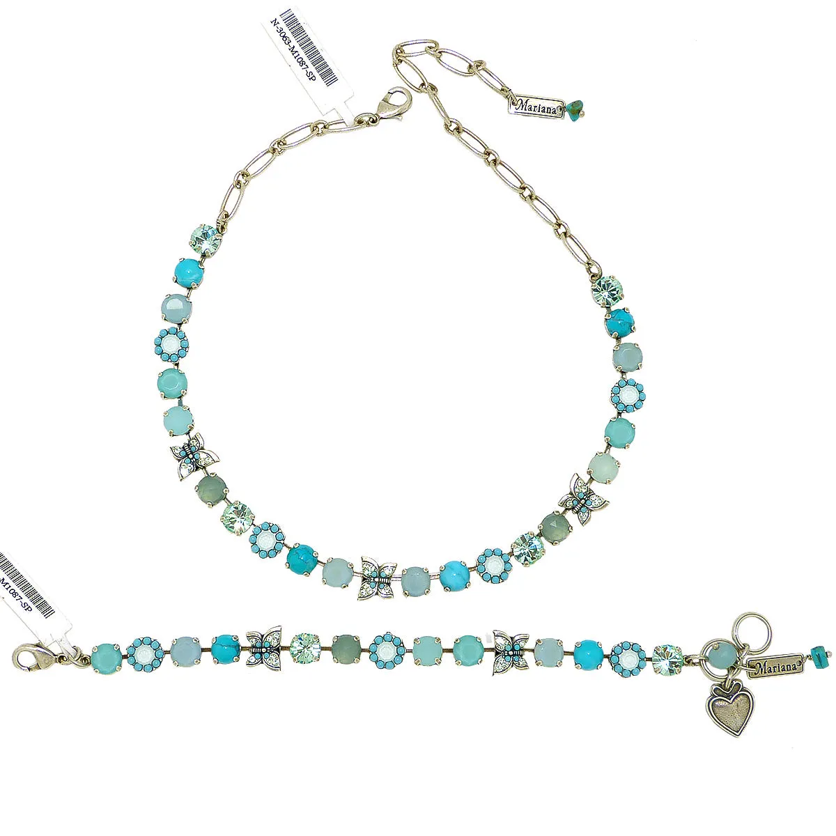 Mariana Handmade Swarovski Silver Bracelet 4063 M1087 Butterfly Flower Turquoise