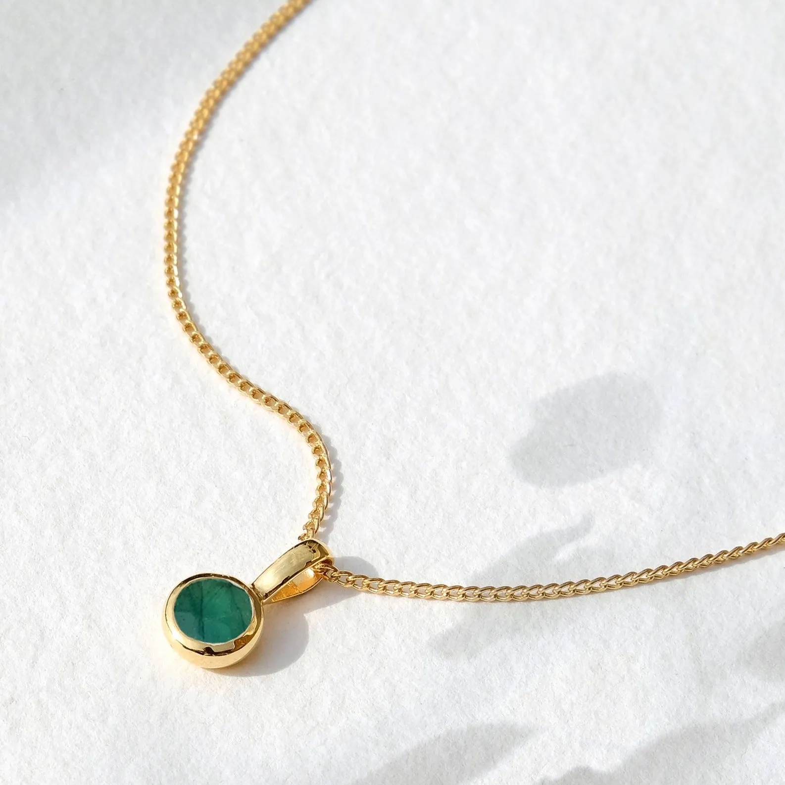May Birthstone Charm Necklace - Emerald