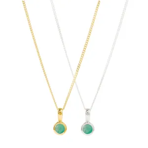 May Birthstone Charm Necklace - Emerald