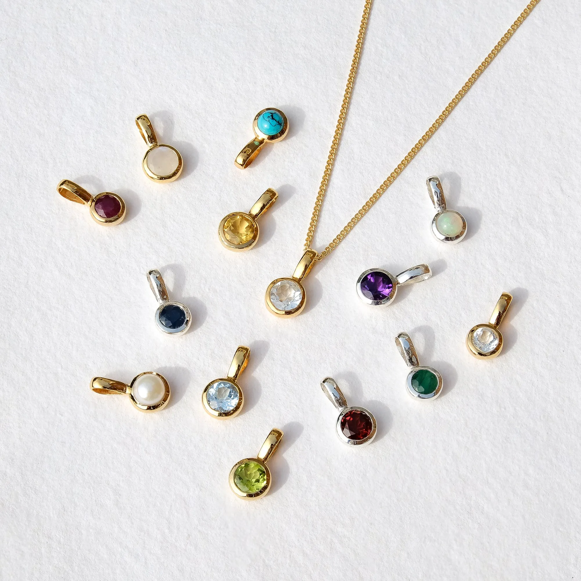 May Birthstone Charm Necklace - Emerald