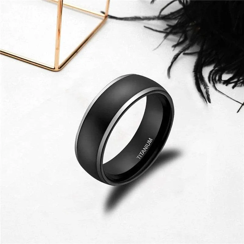 Men's Matte Black Dome Titanium Wedding Band